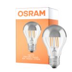 Osram Classic LED E27 Päärynä Filament Mirror Hopea 4W 400lm - 827 Erittäin Lämmin Valkoinen | Korvaa 35W