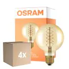 Monipakkaus 4x Osram Vintage 1906 LED E27 Globe Filament Gold 95mm 7W 600lm - 822 Extra Warm White | Dimmable